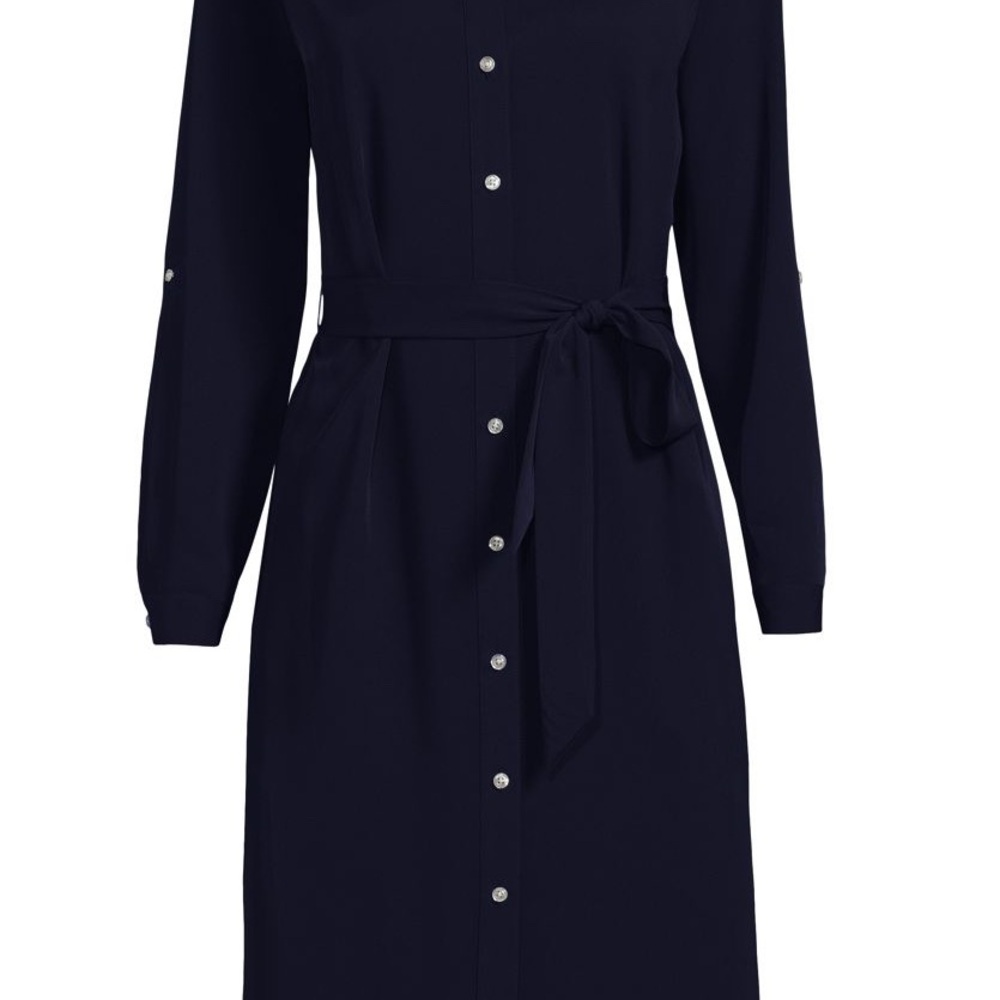 Chase Bank Lands' End Navy Long Sleeve Dress size L like new